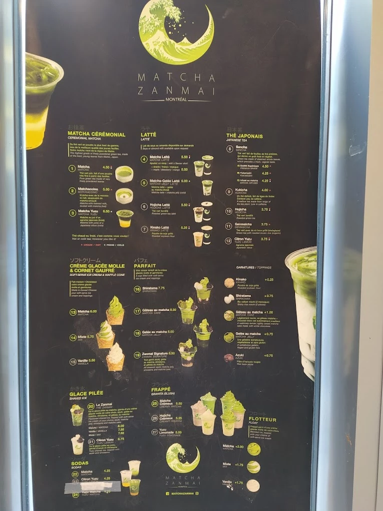 MATCHA ZANMAI menu 2